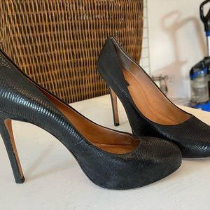 Black leather heels